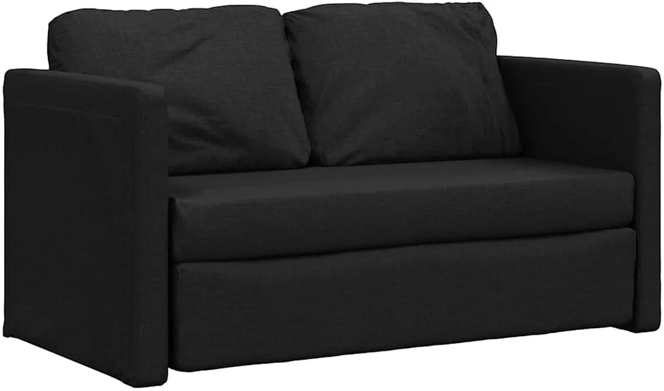 Grindų sofa-lova, 2-1, juodos spalvos, 112x174x55cm, audinys