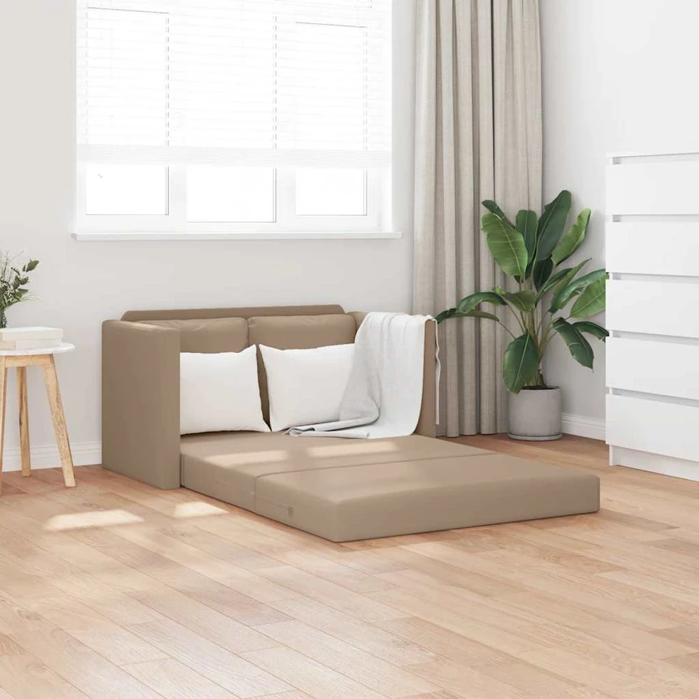 Grindų sofa-lova, 2-1, kapučino, 112x174x55cm, dirbtinė oda