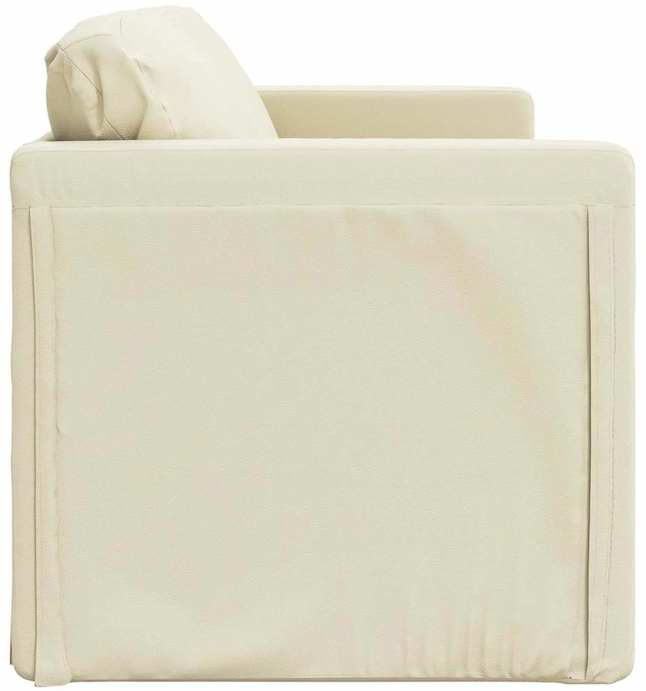 Grindų sofa-lova, 2-1, kreminė, 112x174x55cm, dirbtinė oda