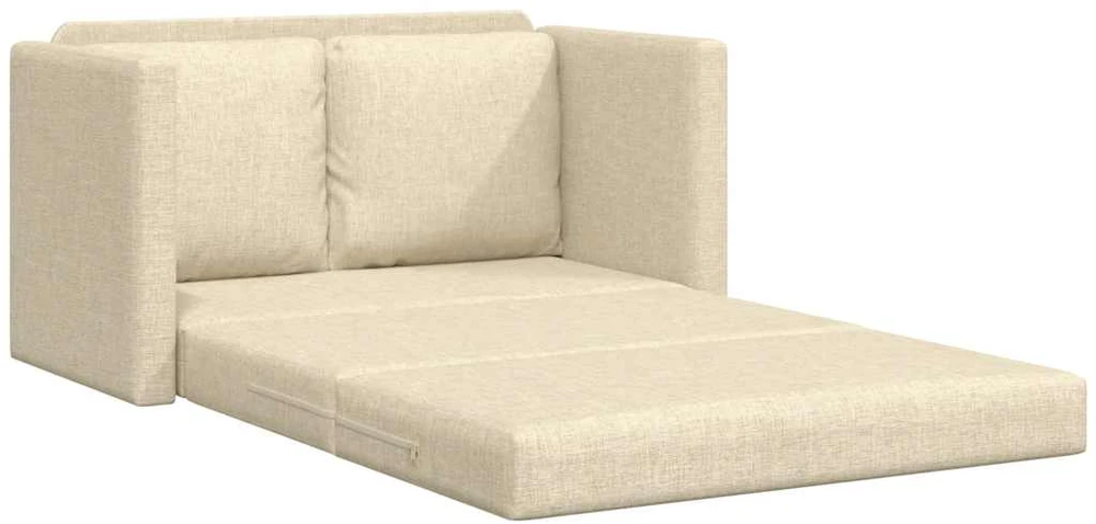 Grindų sofa-lova, 2-1, kreminės spalvos, 112x174x55cm, audinys
