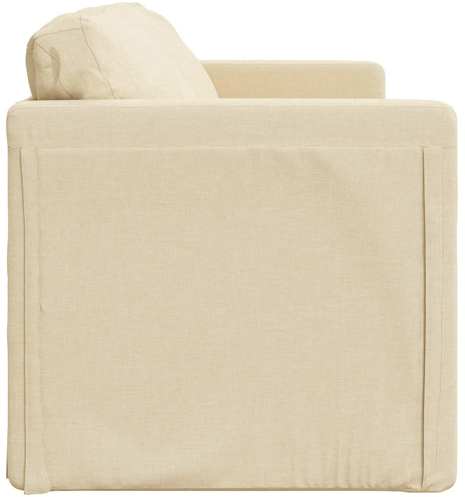 Grindų sofa-lova, 2-1, kreminės spalvos, 112x174x55cm, audinys