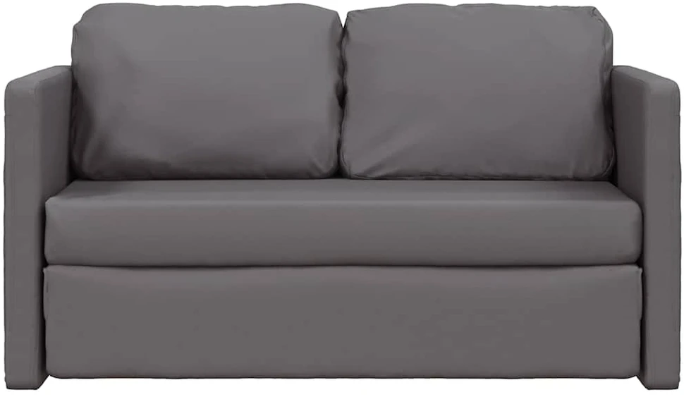 Grindų sofa-lova, 2-1, pilka, 112x174x55cm, dirbtinė oda