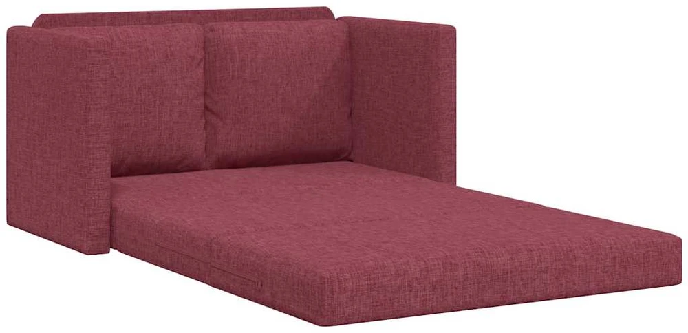 Grindų sofa-lova, 2-1, raudonojo vyno, 112x174x55cm, audinys