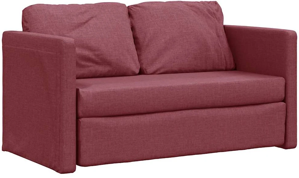 Grindų sofa-lova, 2-1, raudonojo vyno, 112x174x55cm, audinys