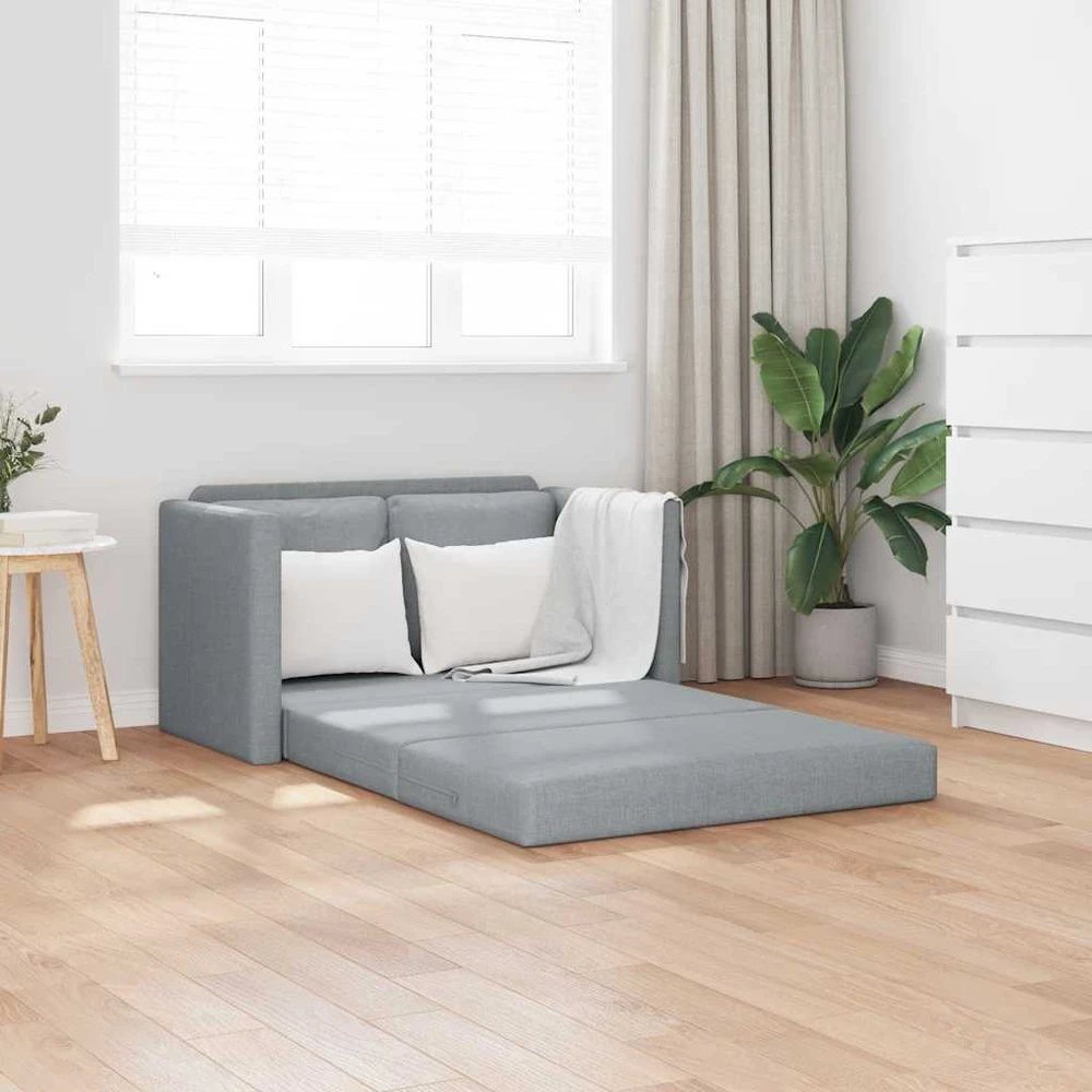 Grindų sofa-lova, 2-1, šviesiai pilka, 112x174x55cm, audinys