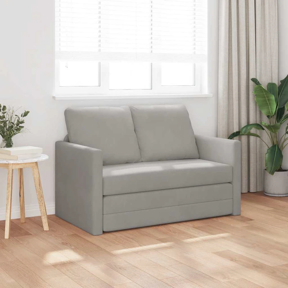 Grindų sofa-lova, 2-1, šviesiai pilka, 122x204x55cm, aksomas
