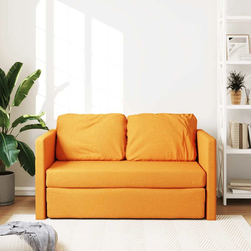 Grindų sofa-lova, 2-1, tamsiai geltona, 112x174x55cm, audinys