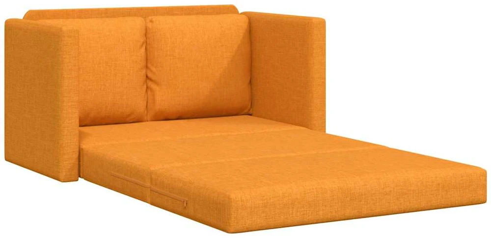 Grindų sofa-lova, 2-1, tamsiai geltona, 112x174x55cm, audinys