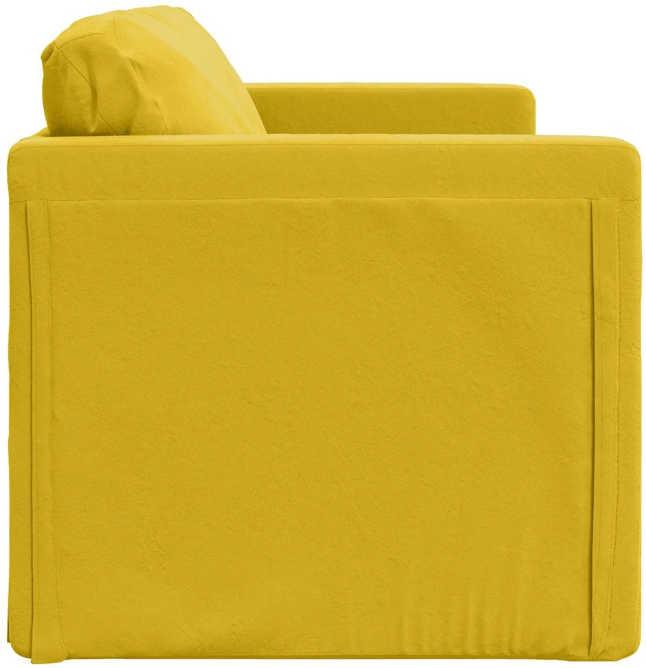Grindų sofa-lova, 2-1, tamsiai geltona, 122x204x55cm, aksomas