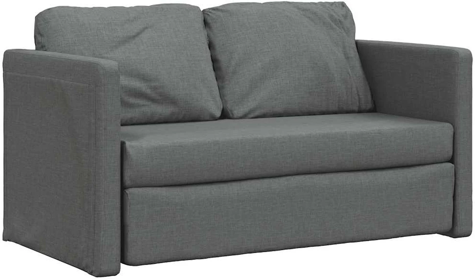 Grindų sofa-lova, 2-1, tamsiai pilka, 112x174x55cm, audinys