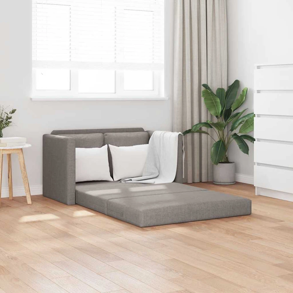 Grindų sofa-lova, 2-1, taupe spalvos, 112x174x55cm, audinys
