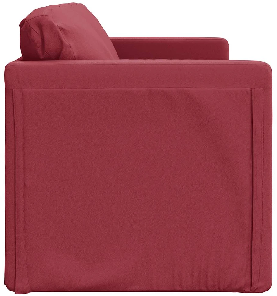 Grindų sofa-lova, 2-1, vyno, 112x174x55cm, dirbtinė oda