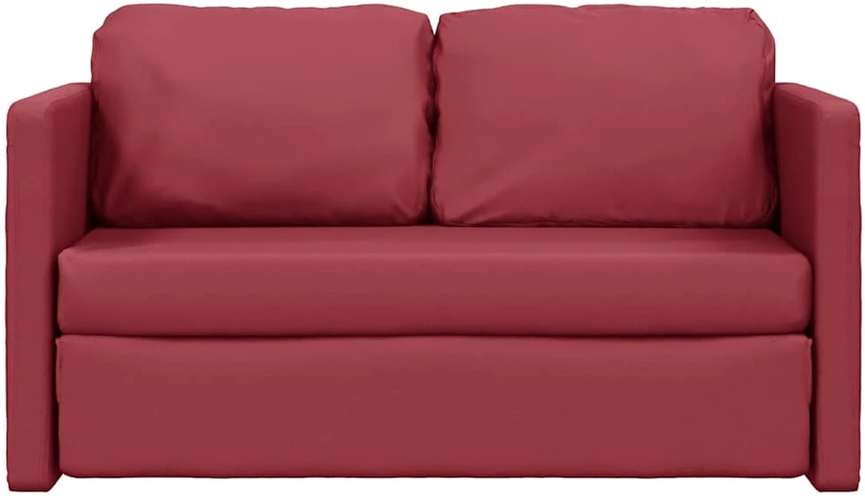 Grindų sofa-lova, 2-1, vyno, 112x174x55cm, dirbtinė oda