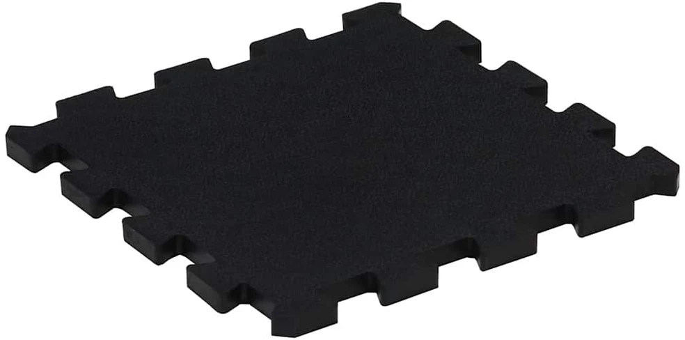 Guminės grindų plytelės, 16vnt., juodos, 30x30cm, 16mm