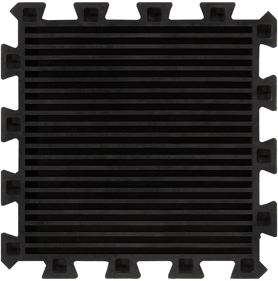 Guminės grindų plytelės, 16vnt., juodos, 30x30cm, 16mm