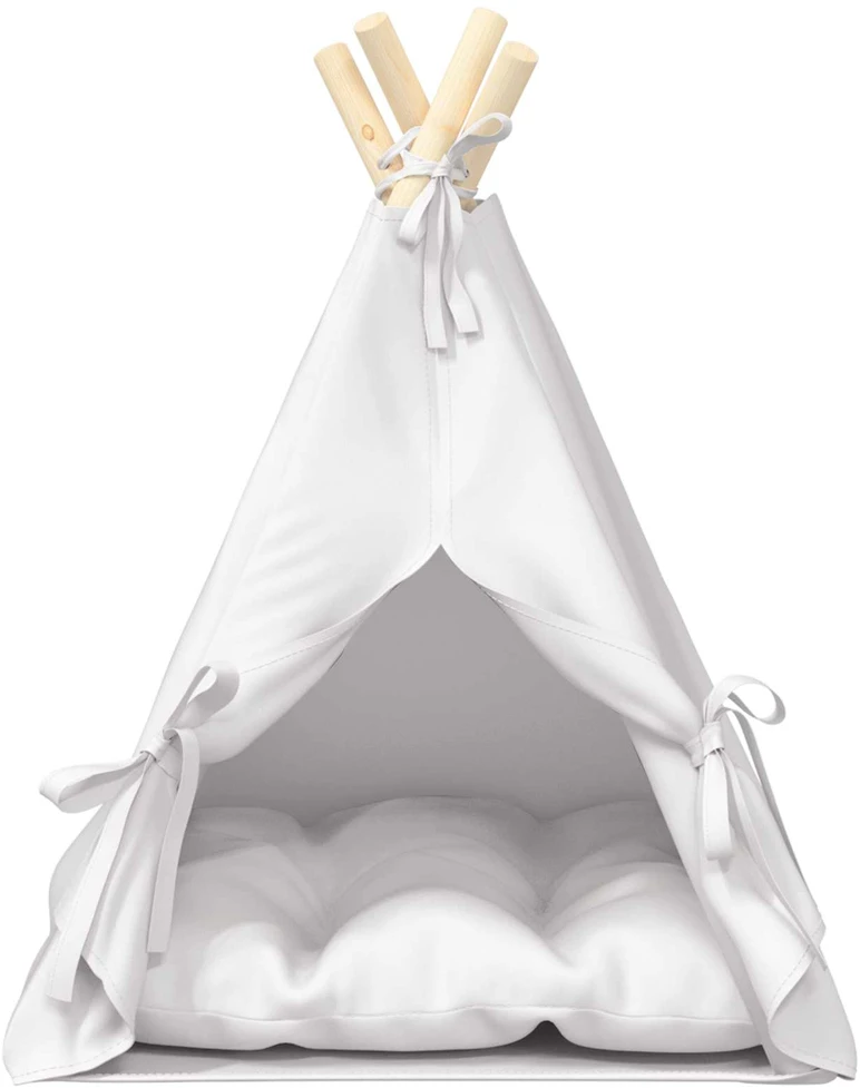 Gyvūnų teepee su pagalve Balta 40 x 40 x 50 cm Poliesteris