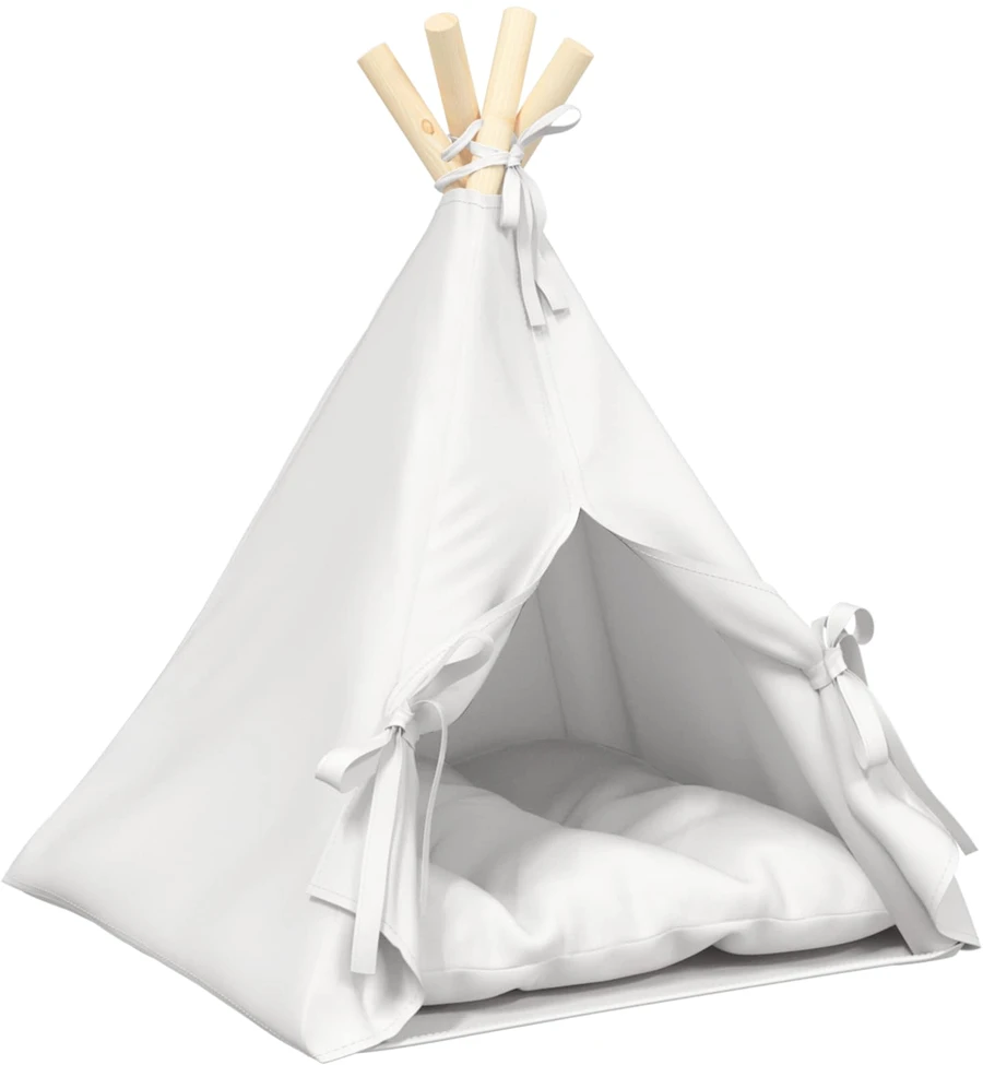 Gyvūnų teepee su pagalve Balta 40 x 40 x 50 cm Poliesteris