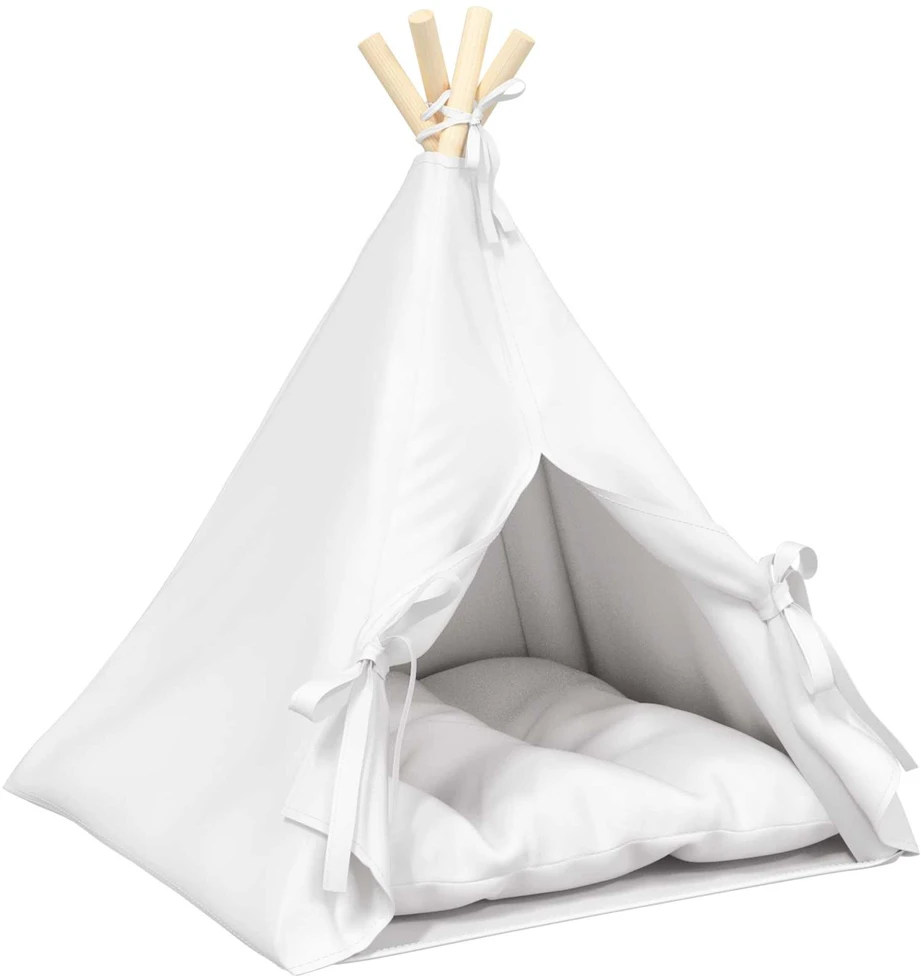 Gyvūnų teepee su pagalve Balta 50 x 50 x 60 cm Poliesteris