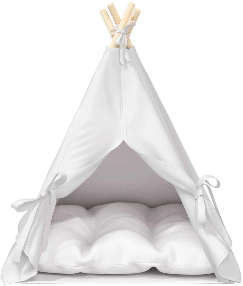 Gyvūnų teepee su pagalve Balta 60 x 60 x 70 cm Poliesteris