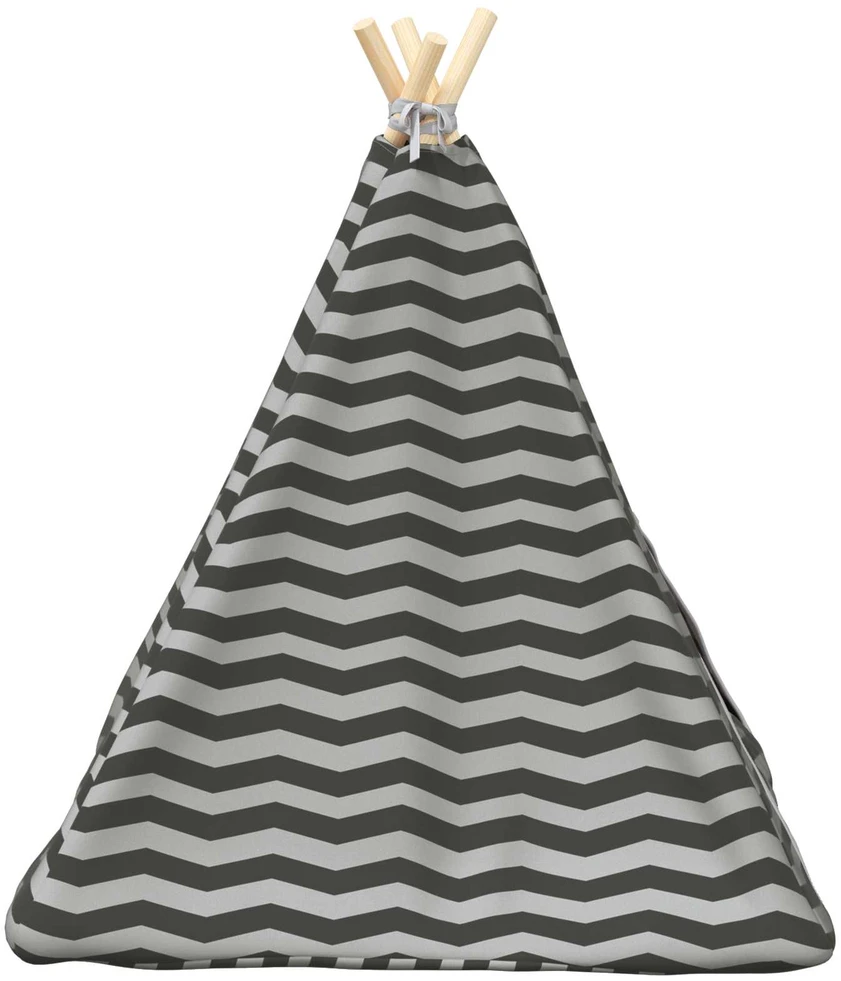 Gyvūnų teepee su pagalve Balta ir pilka 60 x 60 x 70 cm
