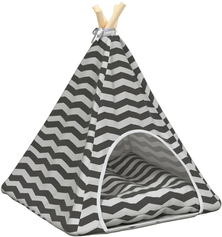 Gyvūnų teepee su pagalve Balta ir pilka 50 x 50 x 60 cm