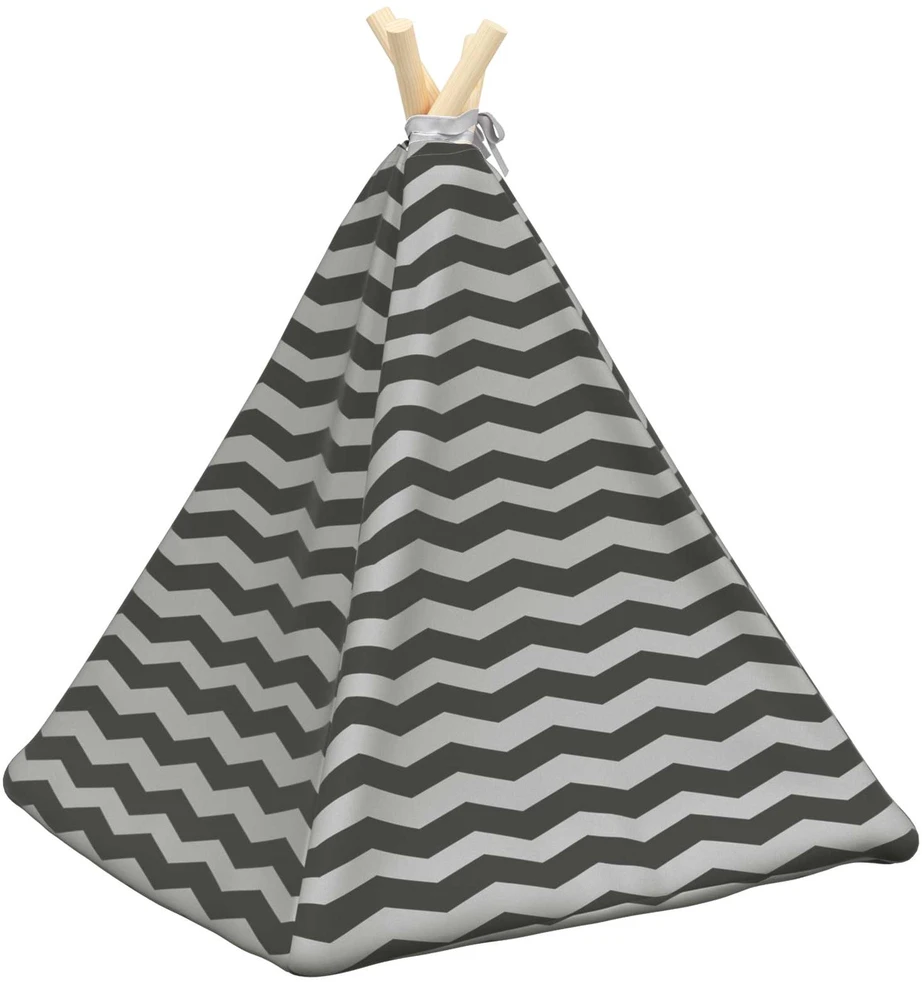 Gyvūnų teepee su pagalve Balta ir pilka 50 x 50 x 60 cm