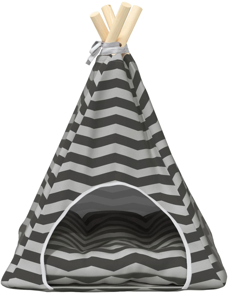Gyvūnų teepee su pagalve Balta ir pilka 40 x 40 x 50 cm