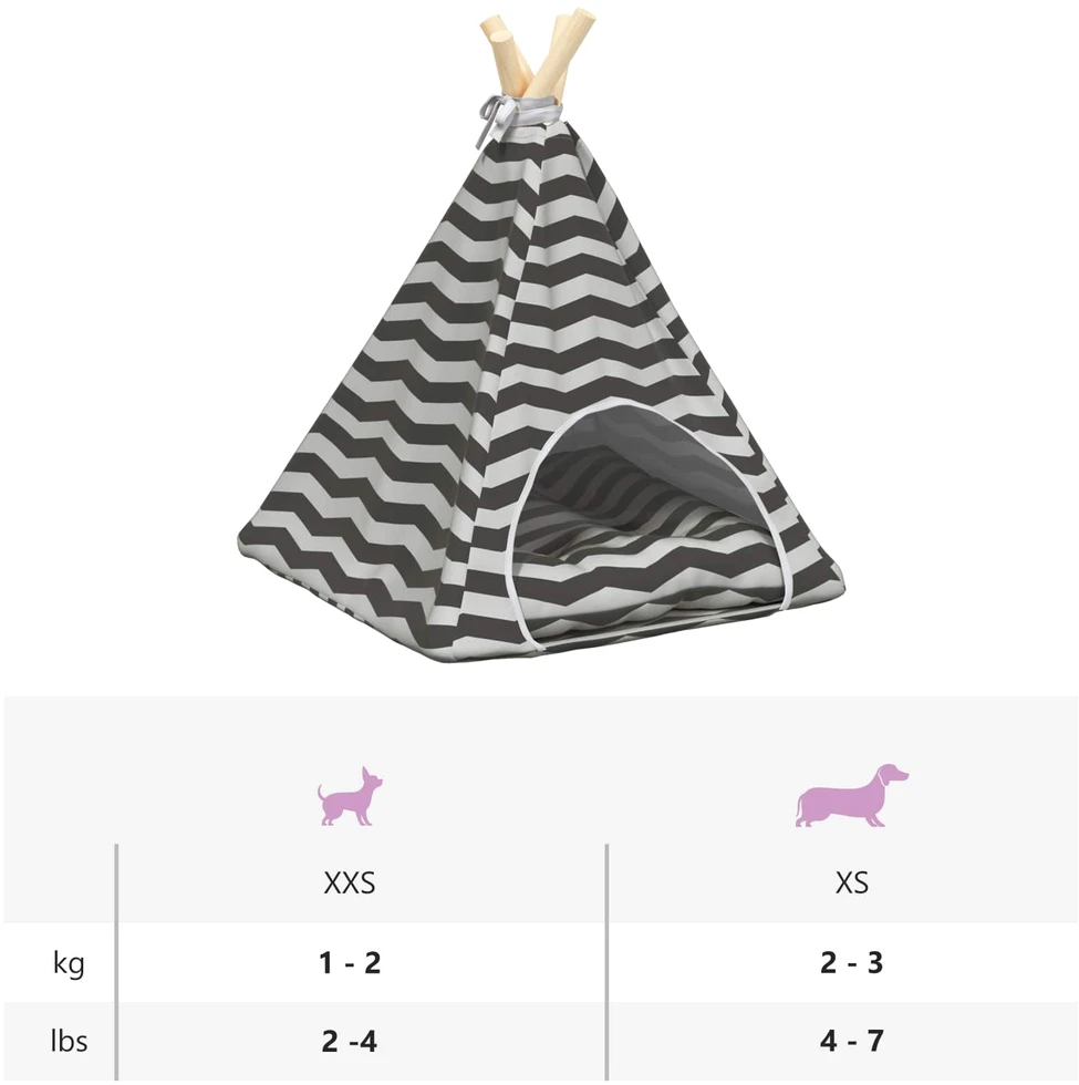 Gyvūnų teepee su pagalve Balta ir pilka 40 x 40 x 50 cm