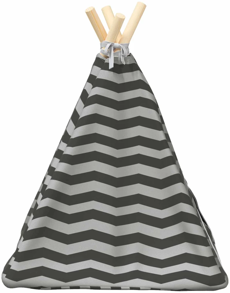 Gyvūnų teepee su pagalve Balta ir pilka 40 x 40 x 50 cm