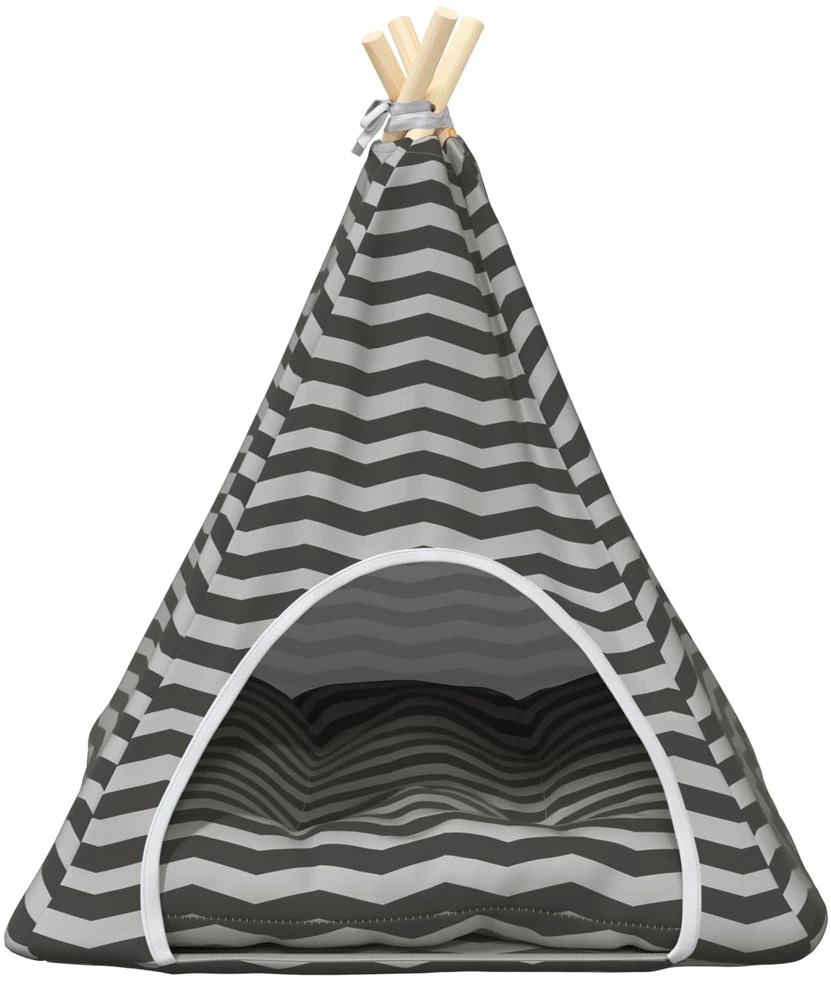 Gyvūnų teepee su pagalve Balta ir pilka 60 x 60 x 70 cm