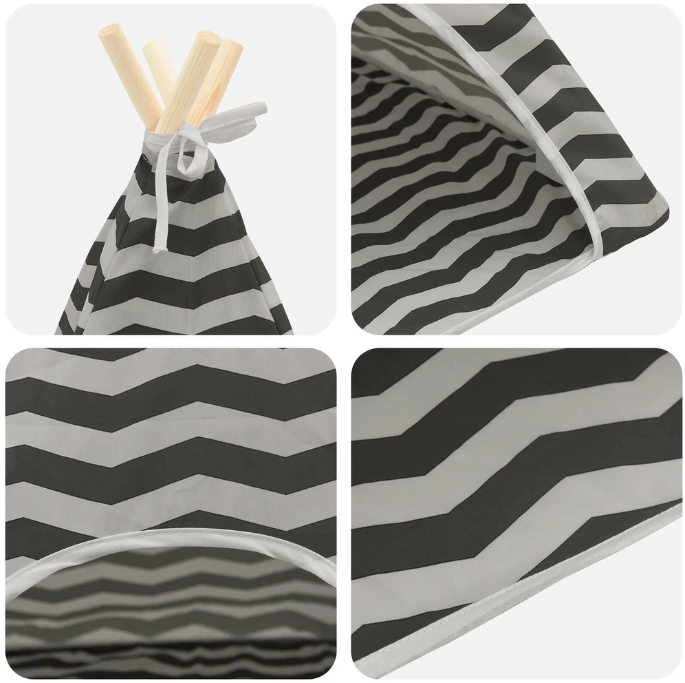 Gyvūnų teepee su pagalve Balta ir pilka 40 x 40 x 50 cm