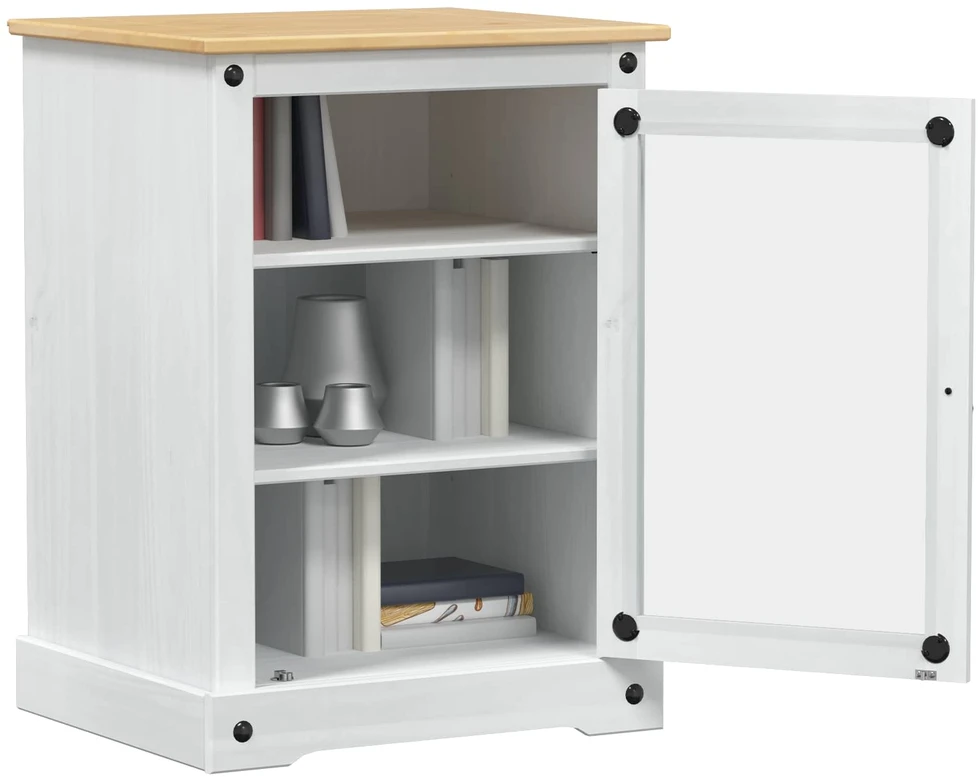 TV staliukas HiFi spintelė Balta 60 x 50 x 82 cm Kietos pušies mediena