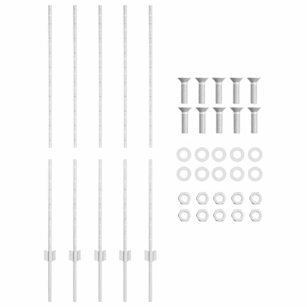 Įmontuotas tvoros stulpas 5 vnt. Sidabrinė 180 cm