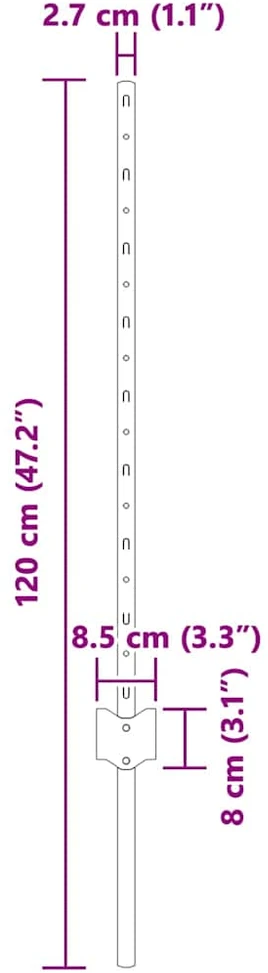 Įmontuotas tvoros stulpas 5 vnt. Sidabrinė 120 cm