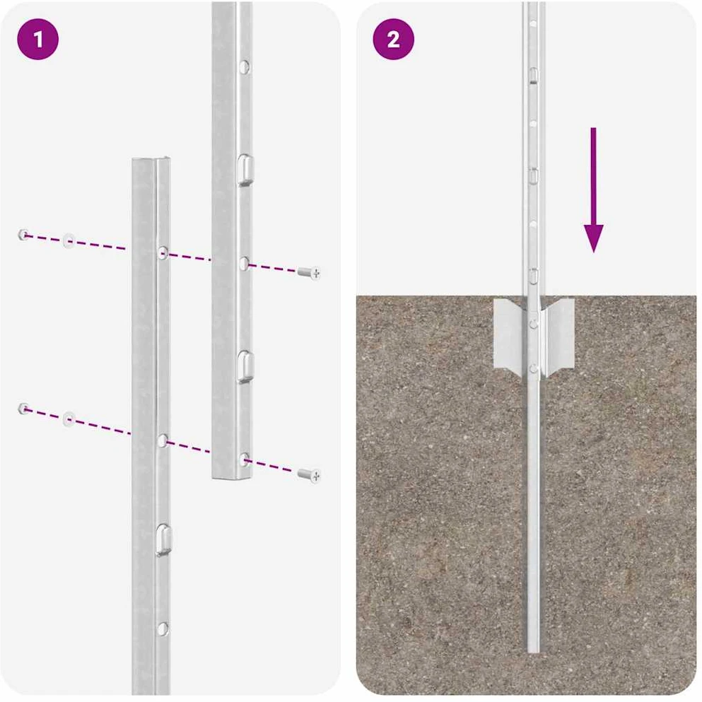 Įmontuotas tvoros stulpas 5 vnt. Sidabrinė 140 cm