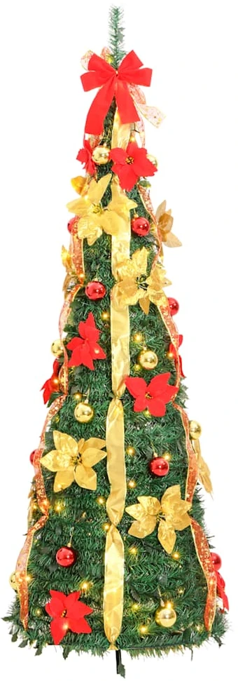 Išskleidžiama dirbtinė Kalėdų eglutė, žalia, 210cm, 200 LED