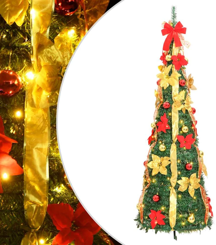 Išskleidžiama dirbtinė Kalėdų eglutė, žalia, 150cm, 100 LED