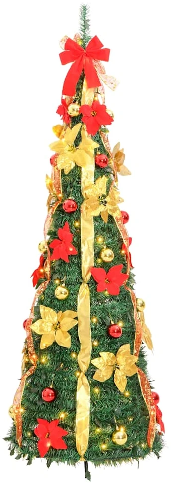 Išskleidžiama dirbtinė Kalėdų eglutė, žalia, 150cm, 100 LED