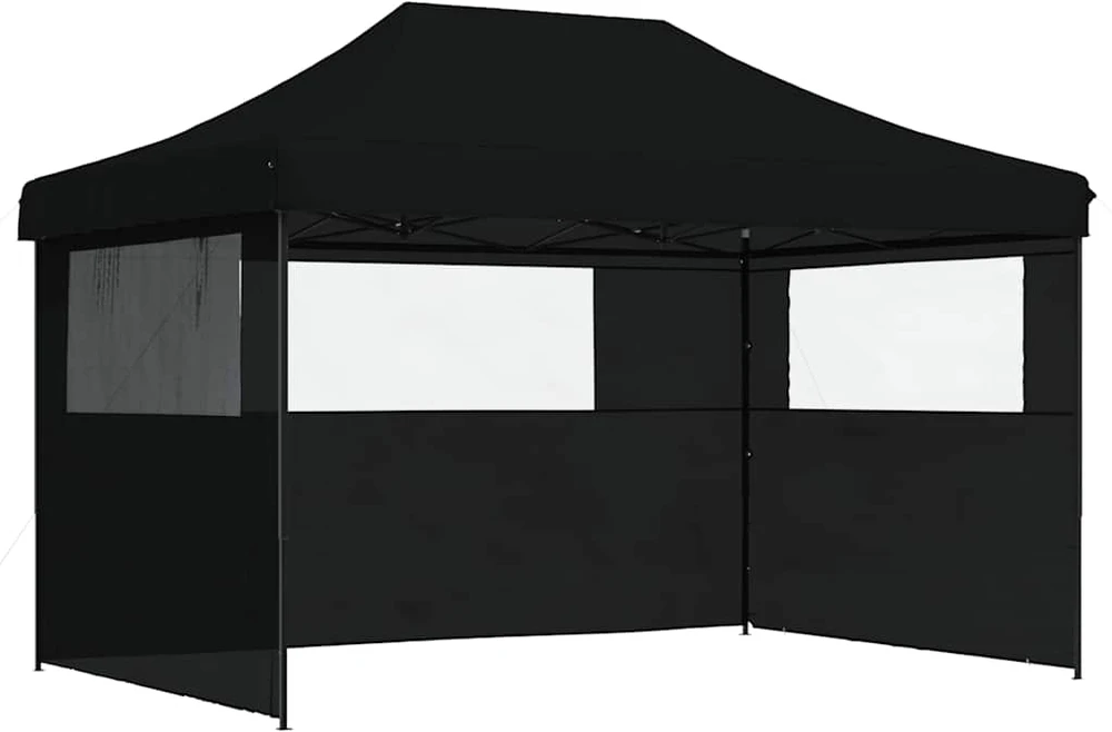 Išskleidžiama proginė palapinė su 3 šoninėmis sienomis, juoda