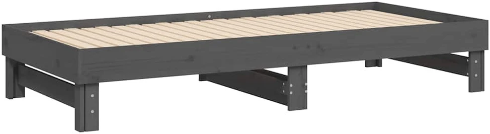 Ištraukiama lova, pilka, 2x(80x200)cm, pušies medienos masyvas