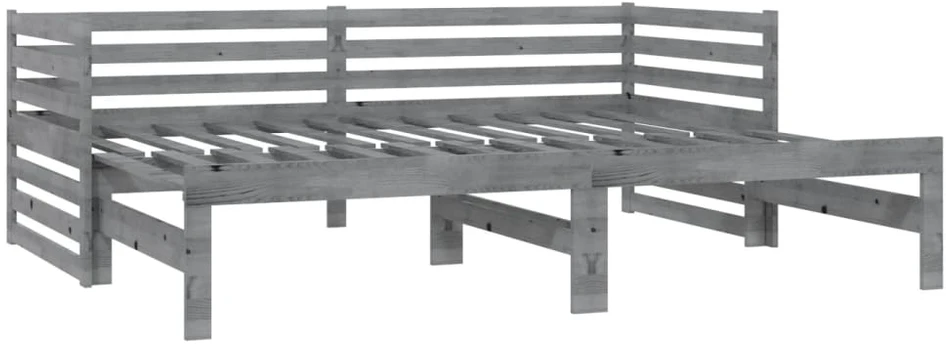 Ištraukiama lova, pilka, 2x(90x200)cm, pušies medienos masyvas