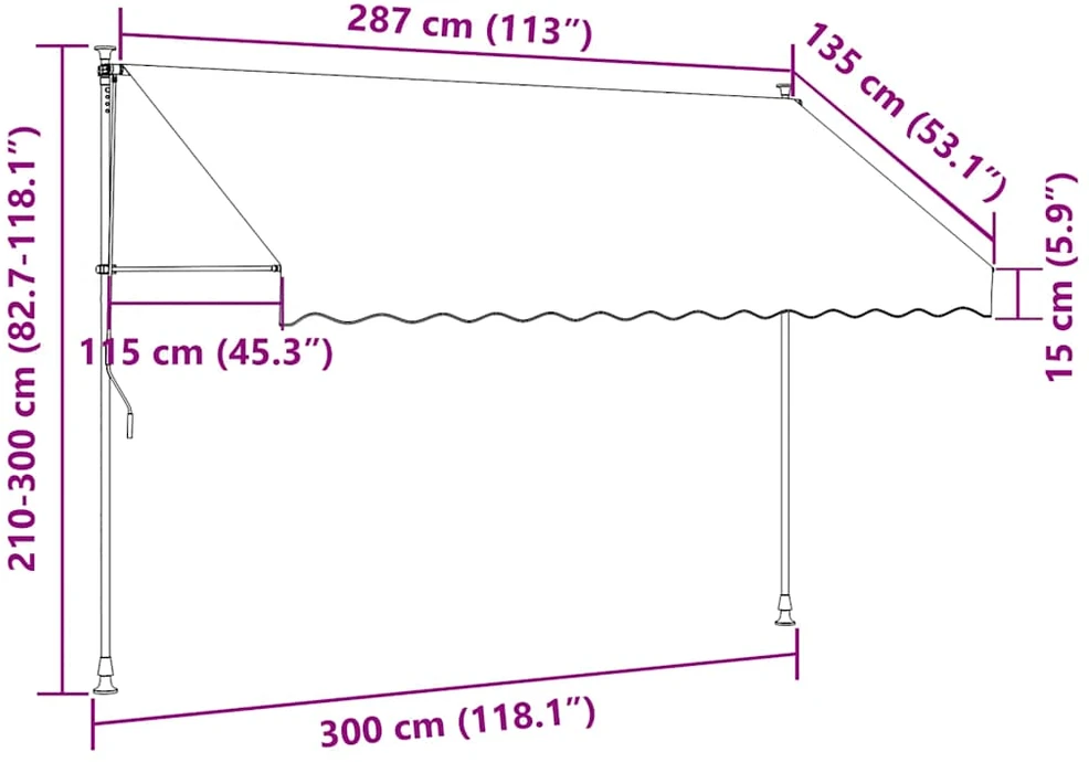 Ištraukiama markizė, kreminė, 300x150cm, audinys ir plienas
