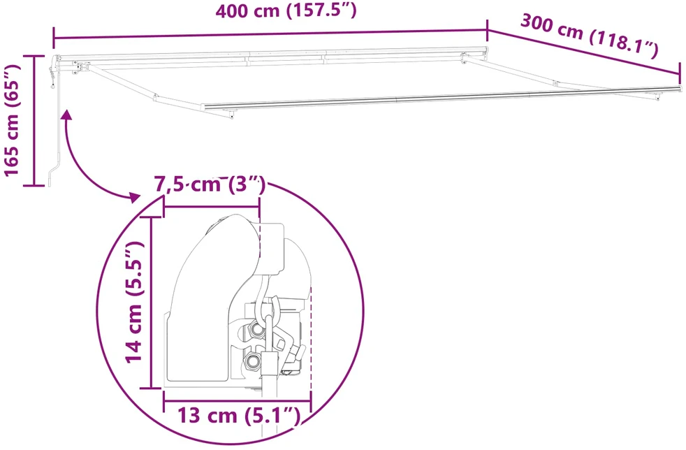 Ištraukiama markizė Smėlio 400 × 300 cm Audinys ir aliuminis