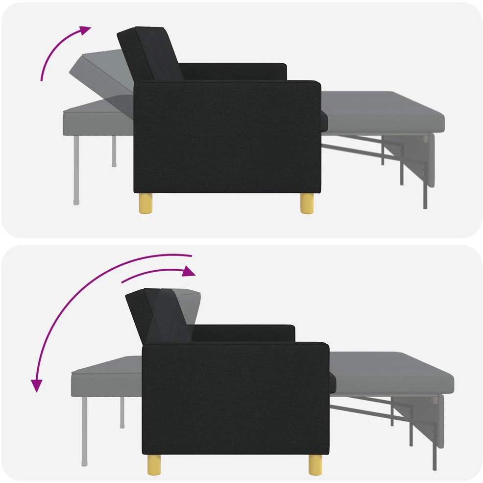 Ištraukiama sofa-lova Juoda Audinys