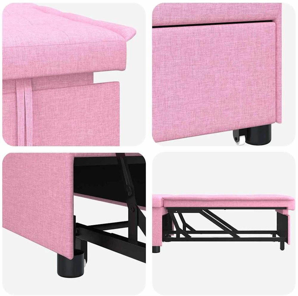 Ištraukiama sofa-lova Rožinė 194 x 50 x 82 cm audinys
