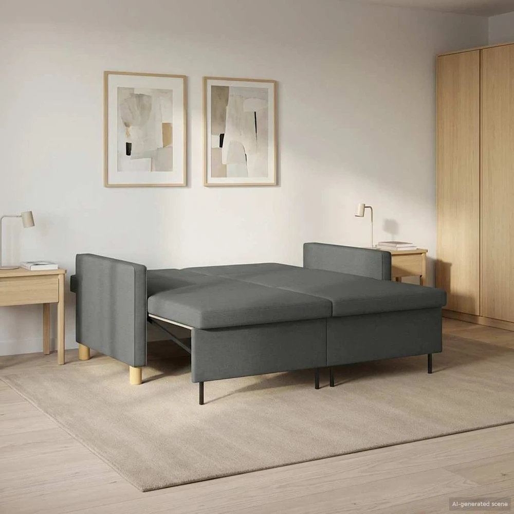 Ištraukiama sofa-lova Tamsiai pilka Audinys