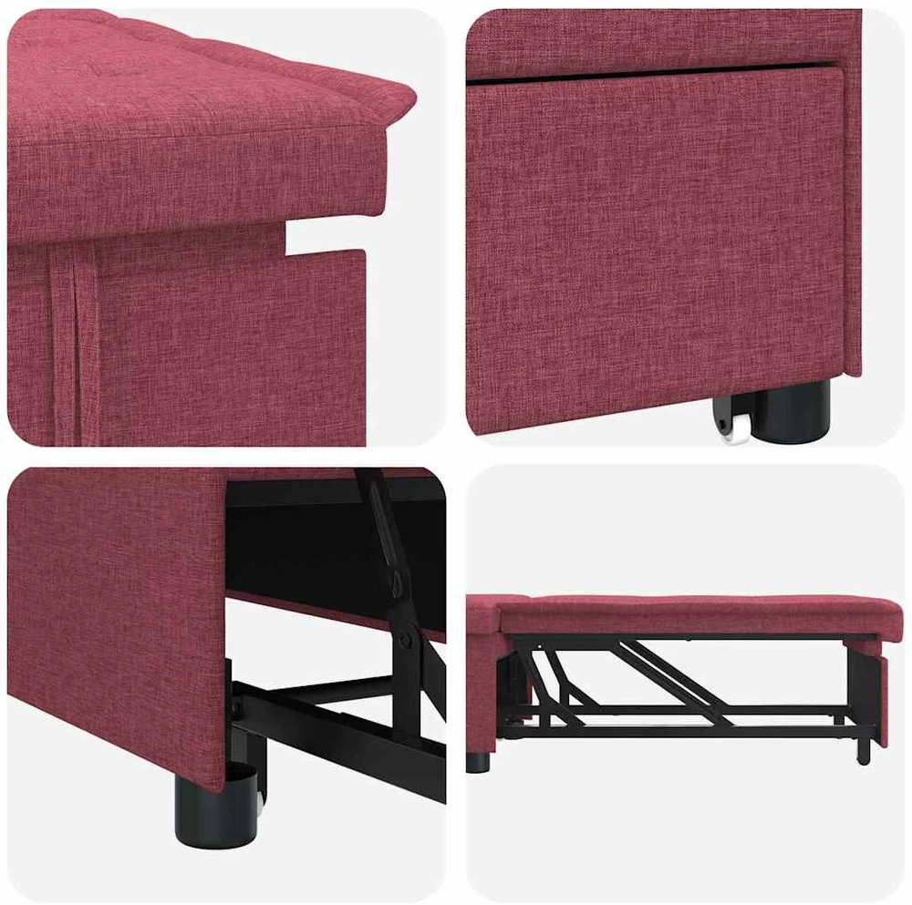 Ištraukiama sofa-lova Vyno raudona 194 x 50 x 82 cm audinys