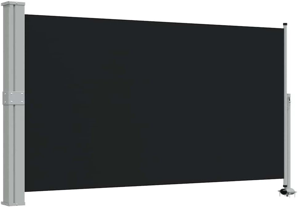 Ištraukiama šoninė kiemo pertvara, juodos spalvos, 140x300cm