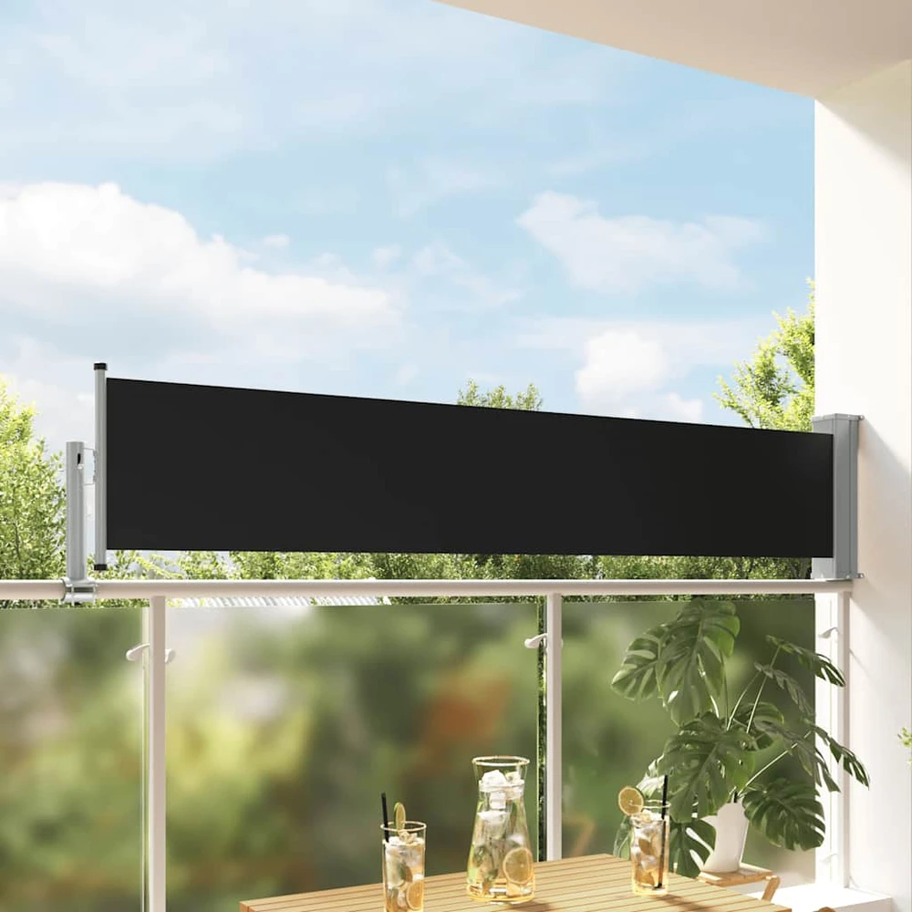 Ištraukiama šoninė kiemo pertvara, juodos spalvos, 60x300cm
