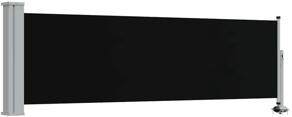 Ištraukiama šoninė kiemo pertvara, juodos spalvos, 80x300cm